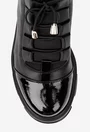 Ghete dama negre din piele si material textil