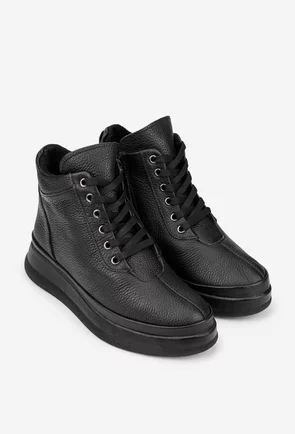 Ghete dama negre din piele texturata