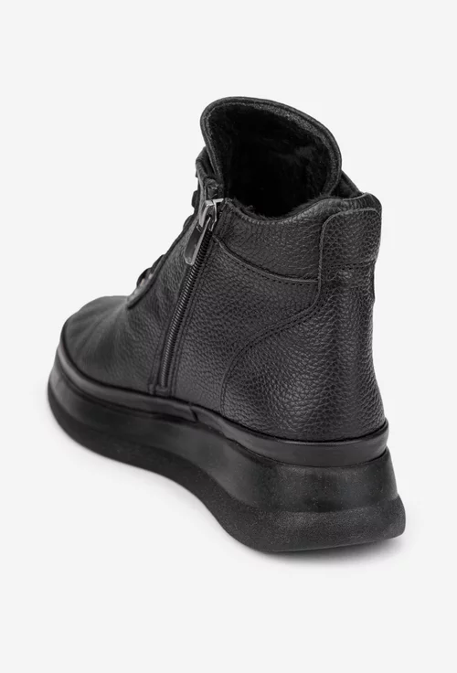 Ghete dama negre din piele texturata picture - 4