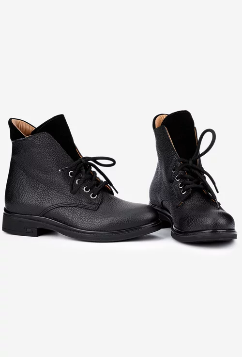 Ghete dama negre din piele texturata picture - 5
