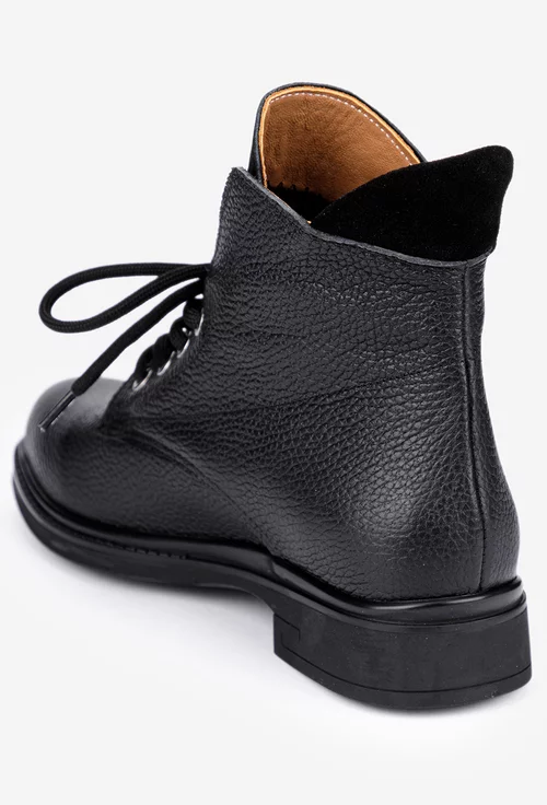 Ghete dama negre din piele texturata picture - 3