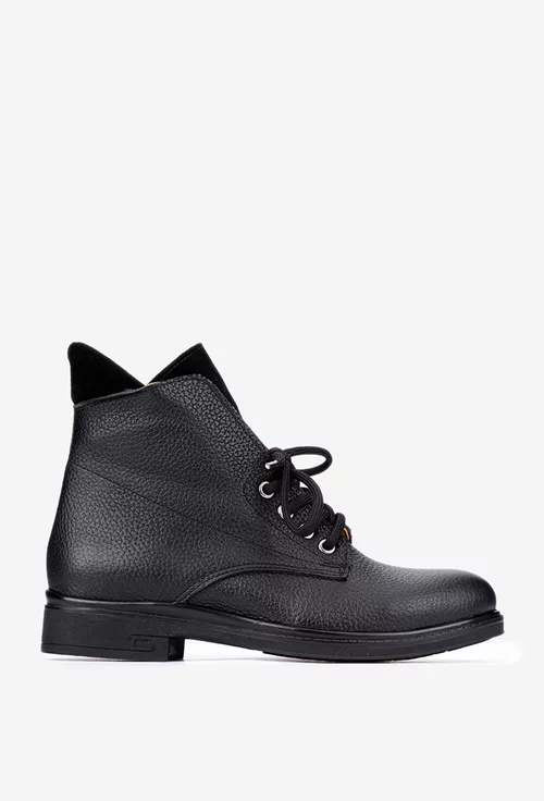 Ghete dama negre din piele texturata picture - 2