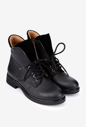 Ghete dama negre din piele texturata