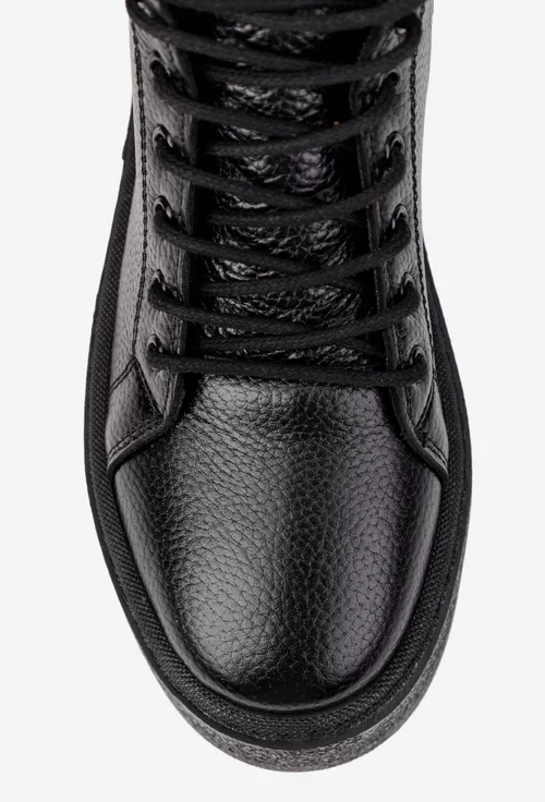 Ghete dama negre din piele texturata