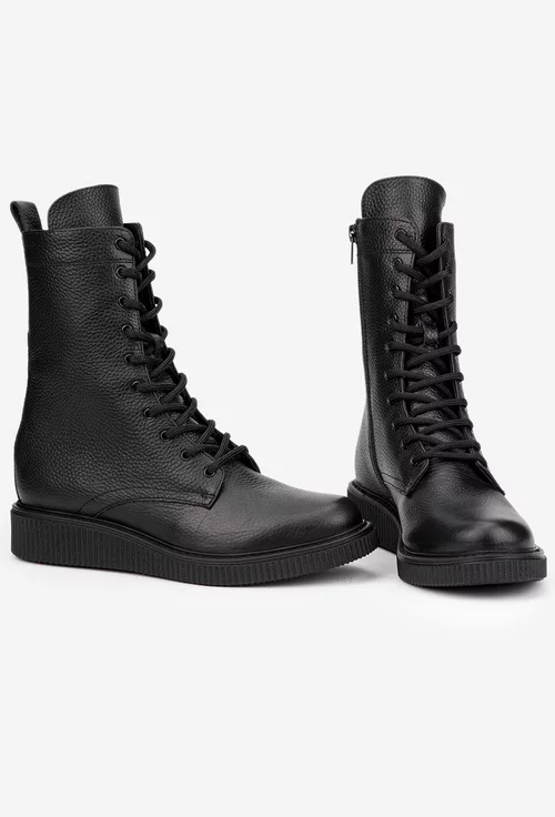 Ghete dama negre din piele texturata
