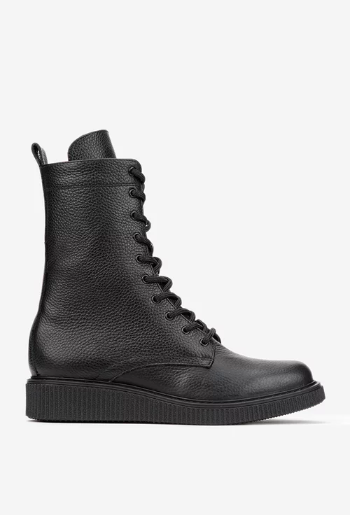 Ghete dama negre din piele texturata