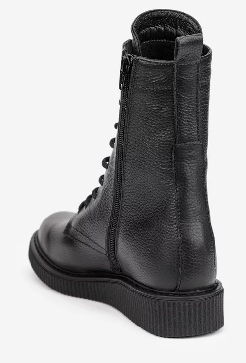 Ghete dama negre din piele texturata