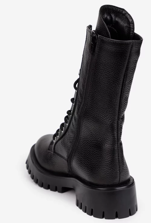Ghete dama negre din piele texturata