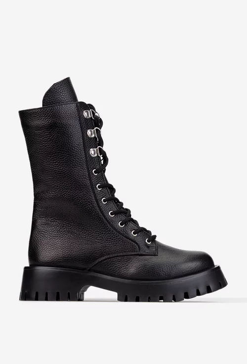 Ghete dama negre din piele texturata