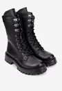 Ghete dama negre din piele texturata