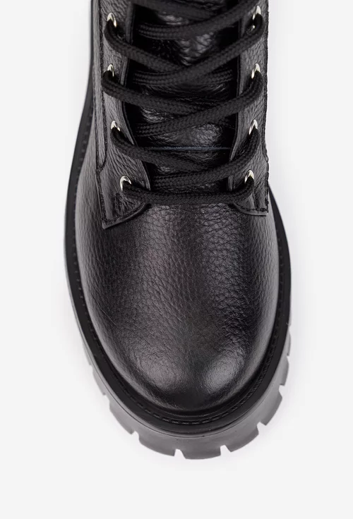 Ghete dama negre din piele texturata