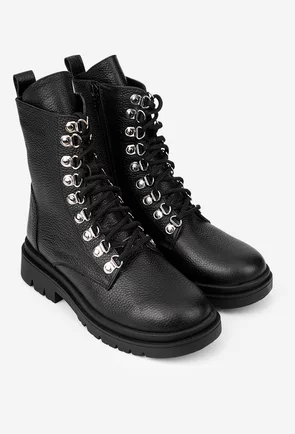 Ghete dama negre din piele texturata