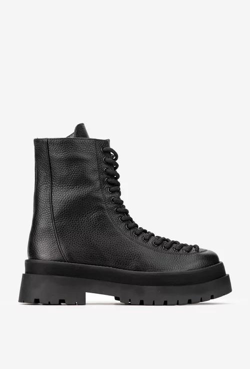 Ghete dama negre din piele texturata picture - 2