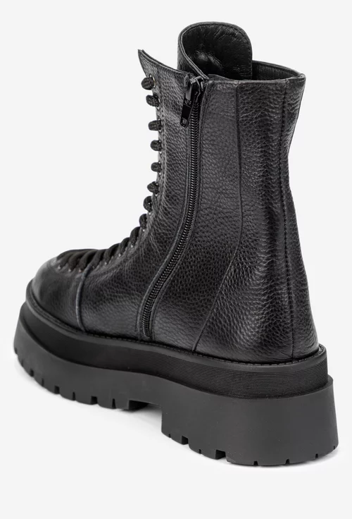 Ghete dama negre din piele texturata picture - 3
