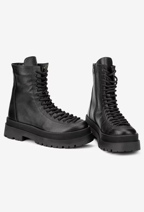 Ghete dama negre din piele texturata picture - 5