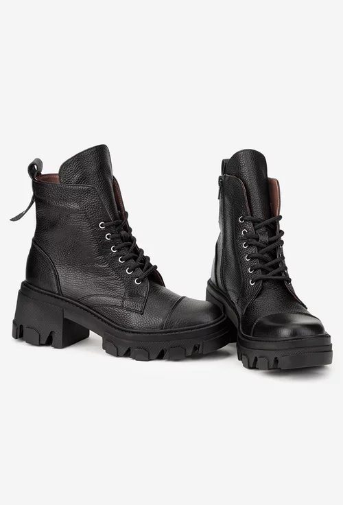 Ghete dama negre din piele texturata picture - 5