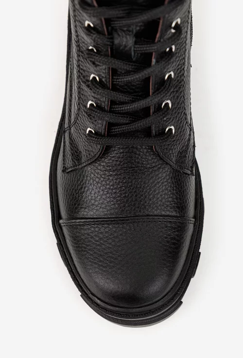 Ghete dama negre din piele texturata picture - 6