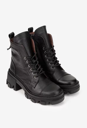 Ghete dama negre din piele texturata