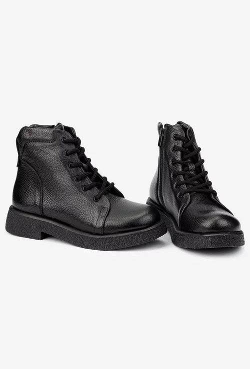 Ghete dama negre din piele texturata picture - 5