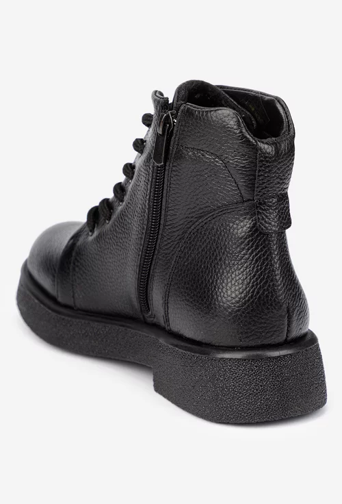 Ghete dama negre din piele texturata picture - 3