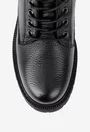 Ghete dama negre din piele texturata cu detaliu animal print