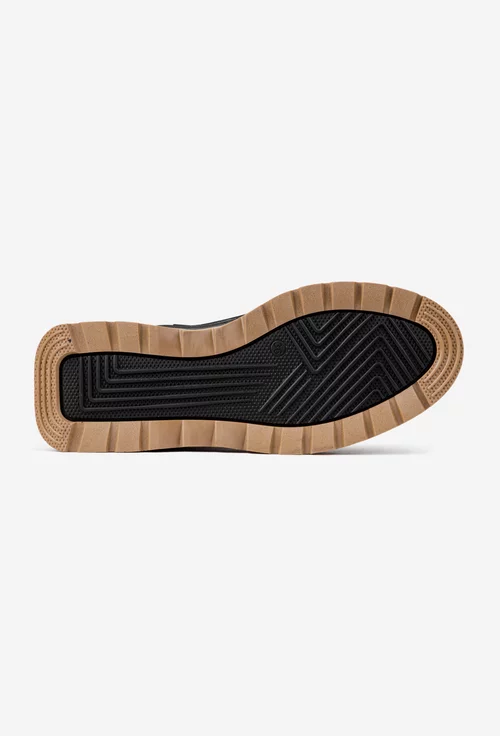 Ghete dama negre din piele texturata cu siret elastic picture - 4