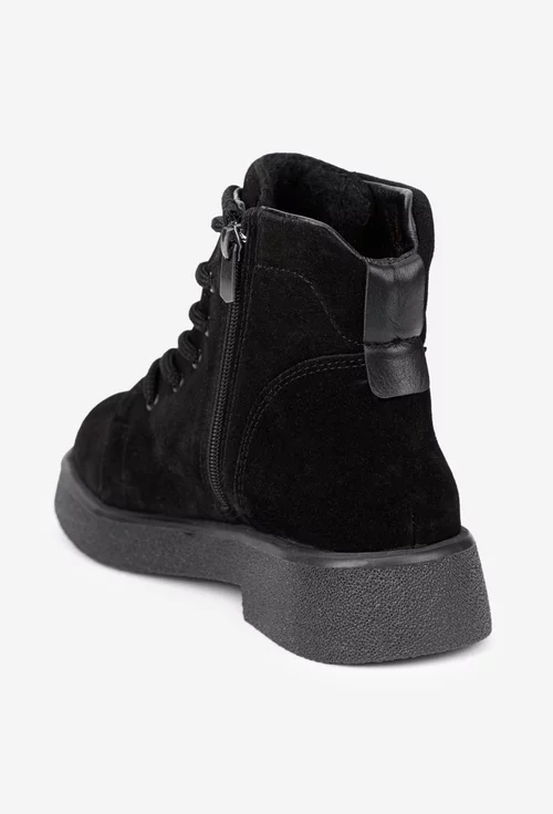 Ghete dama negre realizate din piele intoarsa