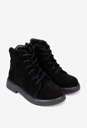 Ghete dama negre realizate din piele intoarsa