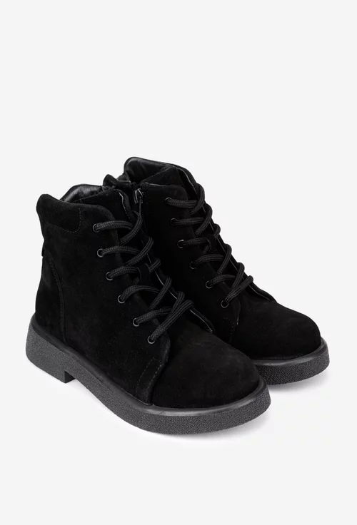 Ghete dama negre realizate din piele intoarsa