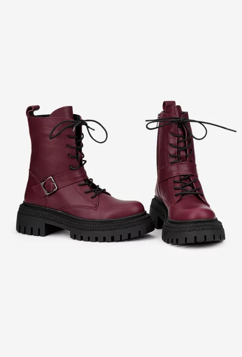 Ghete dama NUR burgundy din piele naturala