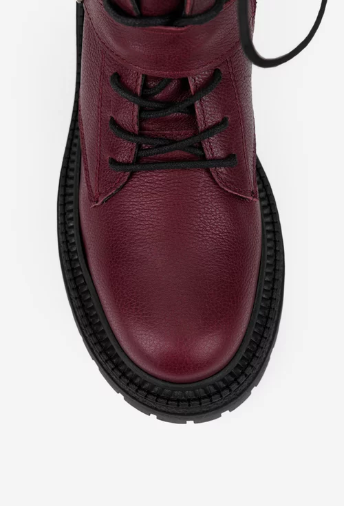 Ghete dama NUR burgundy din piele naturala