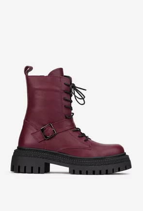 Ghete dama NUR burgundy din piele naturala