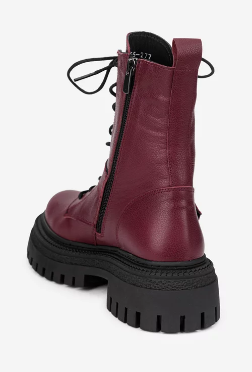Ghete dama NUR burgundy din piele naturala