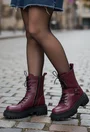 Ghete dama NUR burgundy din piele naturala