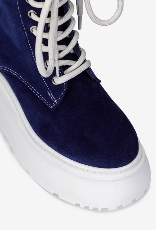 Ghete dama NUR cu platforma din piele intoarsa bleumarin