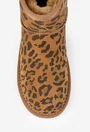 Ghete dama NUR din piele intoarsa maro animal print cu blanita