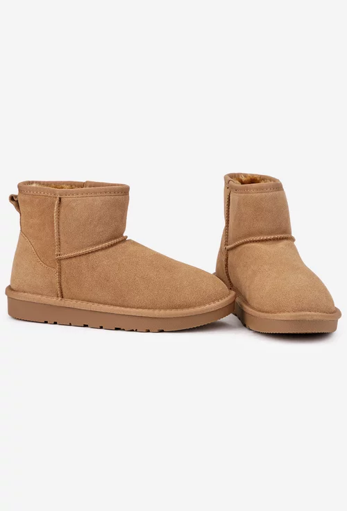 Ghete dama NUR din piele intoarsa maro cu blanita