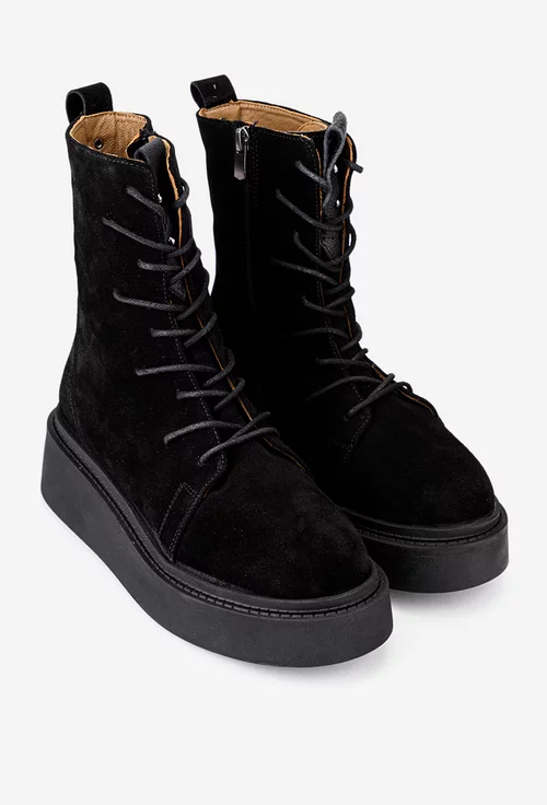 Ghete dama NUR din piele intoarsa neagra