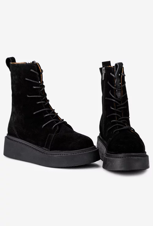 Ghete dama NUR din piele intoarsa neagra