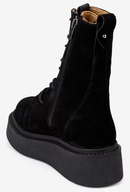 Ghete dama NUR din piele intoarsa neagra