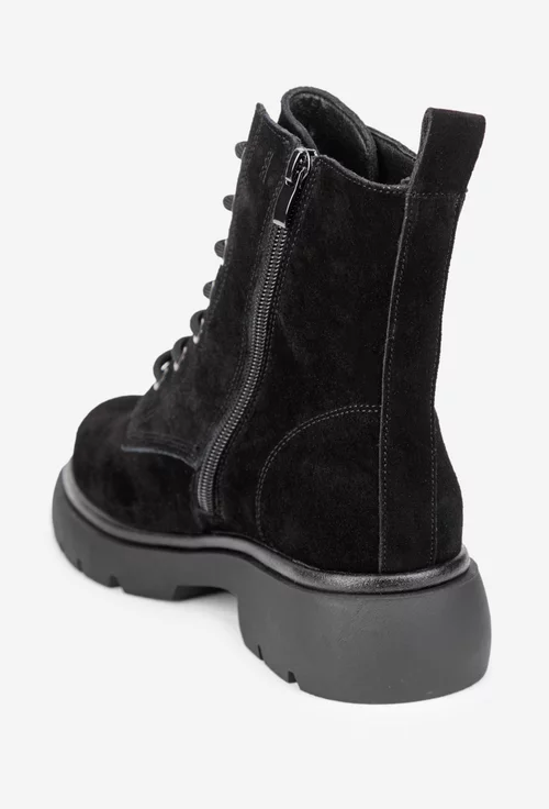 Ghete dama NUR din piele intoarsa neagra