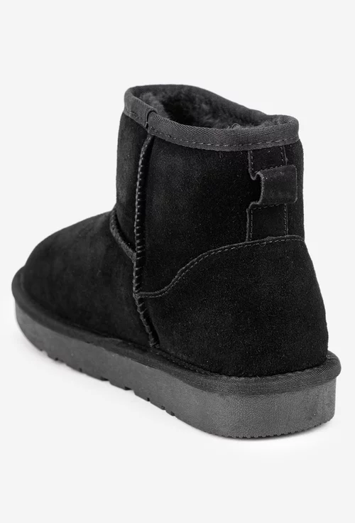 Ghete dama NUR din piele intoarsa neagra cu blanita