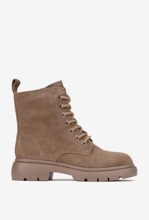 Ghete dama NUR din piele intoarsa taupe