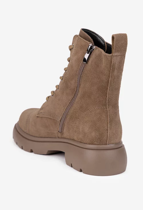 Ghete dama NUR din piele intoarsa taupe