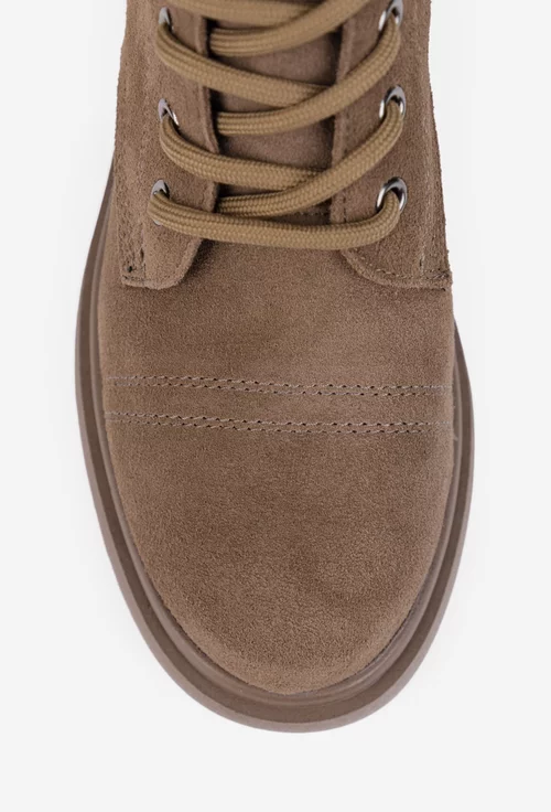 Ghete dama NUR din piele intoarsa taupe