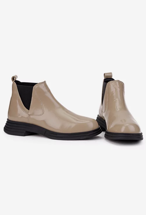 Ghete dama NUR din piele lacuita taupe