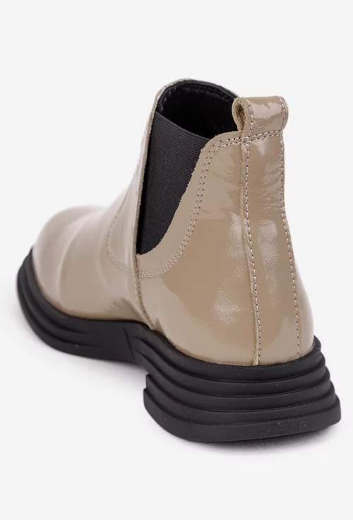 Ghete dama NUR din piele lacuita taupe