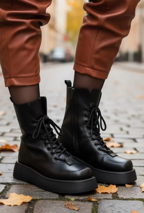 Ghete dama NUR din piele naturala neagra