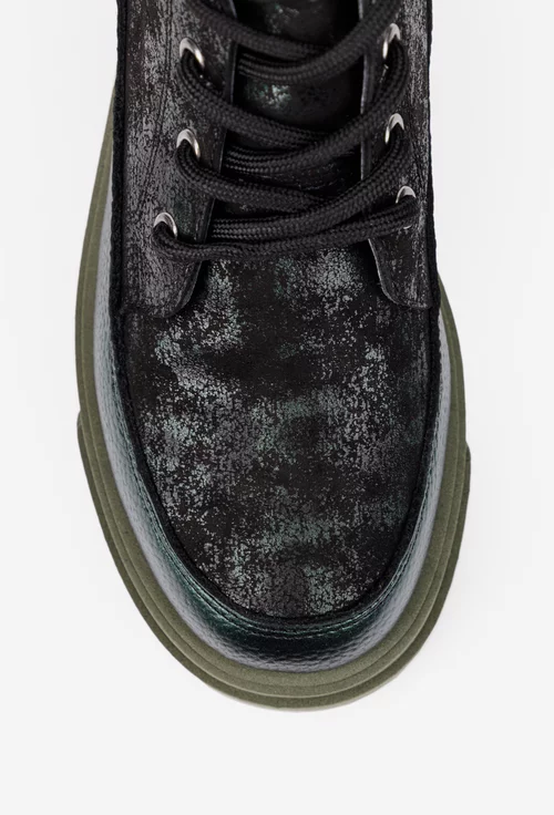 Ghete dama NUR din piele verde sidefata