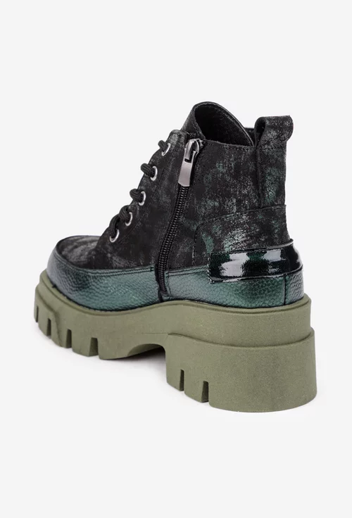 Ghete dama NUR din piele verde sidefata